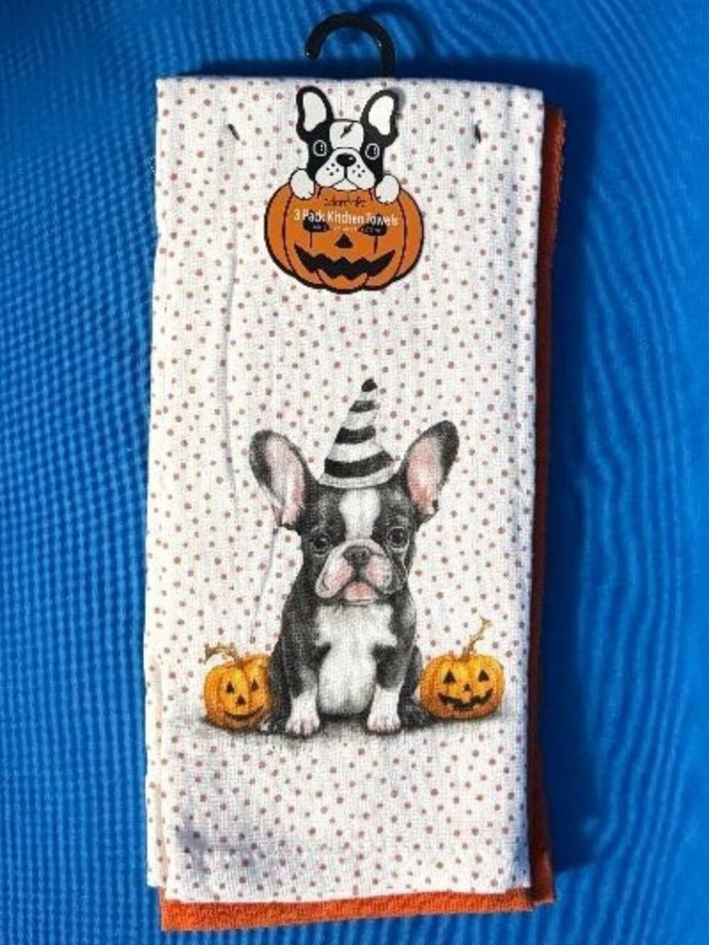 NWT & HTF ~ 3 PACK ADORABLE FRENCH BULLDOG FRENCHIE TOWELS FALL / HALLOWEEN